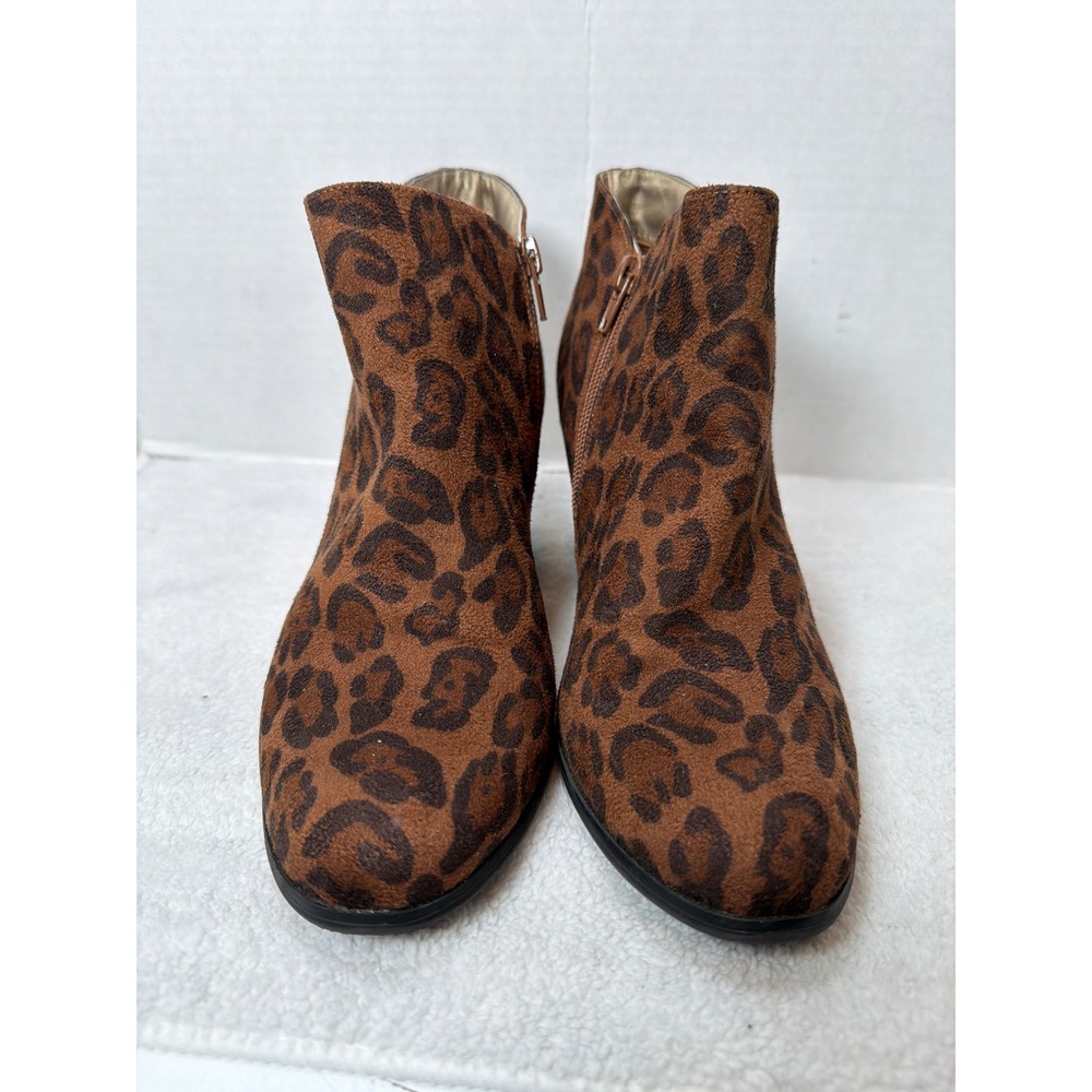 Style & Co Ankle Boots Womens 8.5M Brown Leopard Print Block Heel Bootie - Picture 6 of 8